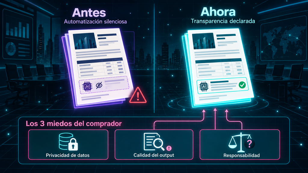 Diagrama del cambio hacia la transparencia de IA en compras B2B